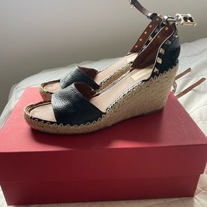 Valentino Rockstud wedge espadrille sandals
